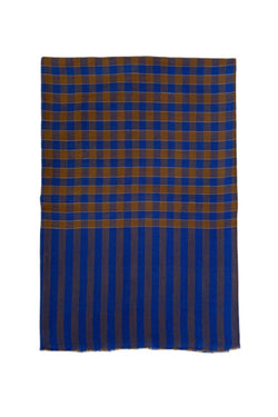 Non-Embroidered Scarf - Blue/Tan Check
