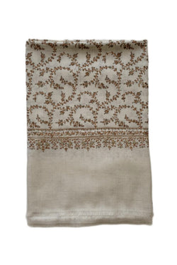 Large Embroidered Shawl - Beige/Tan