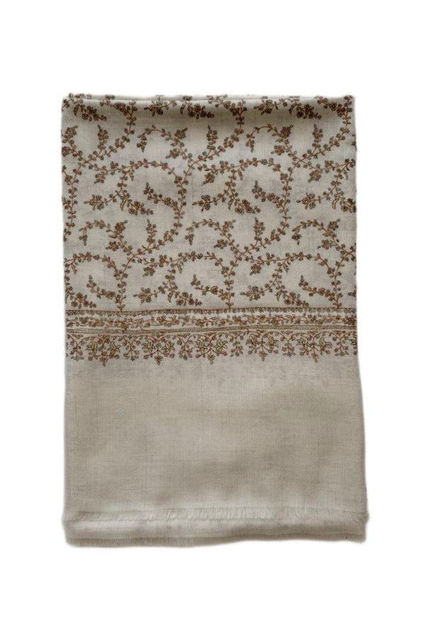 Large Embroidered Shawl - Beige/Tan