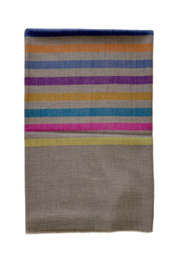 Non-Embroidered Scarf - Beige/Multi Stripe