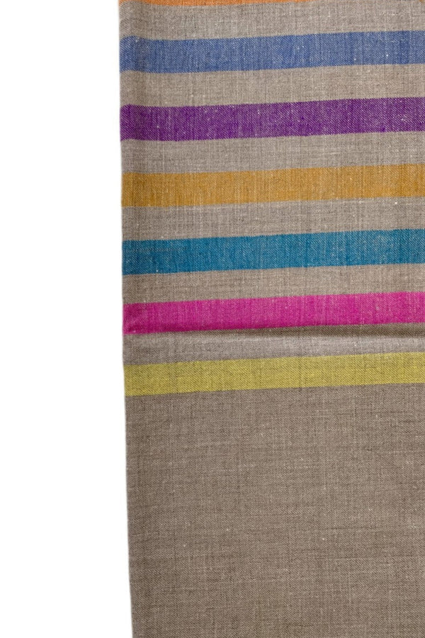 Non-Embroidered Scarf - Beige/Multi Stripe