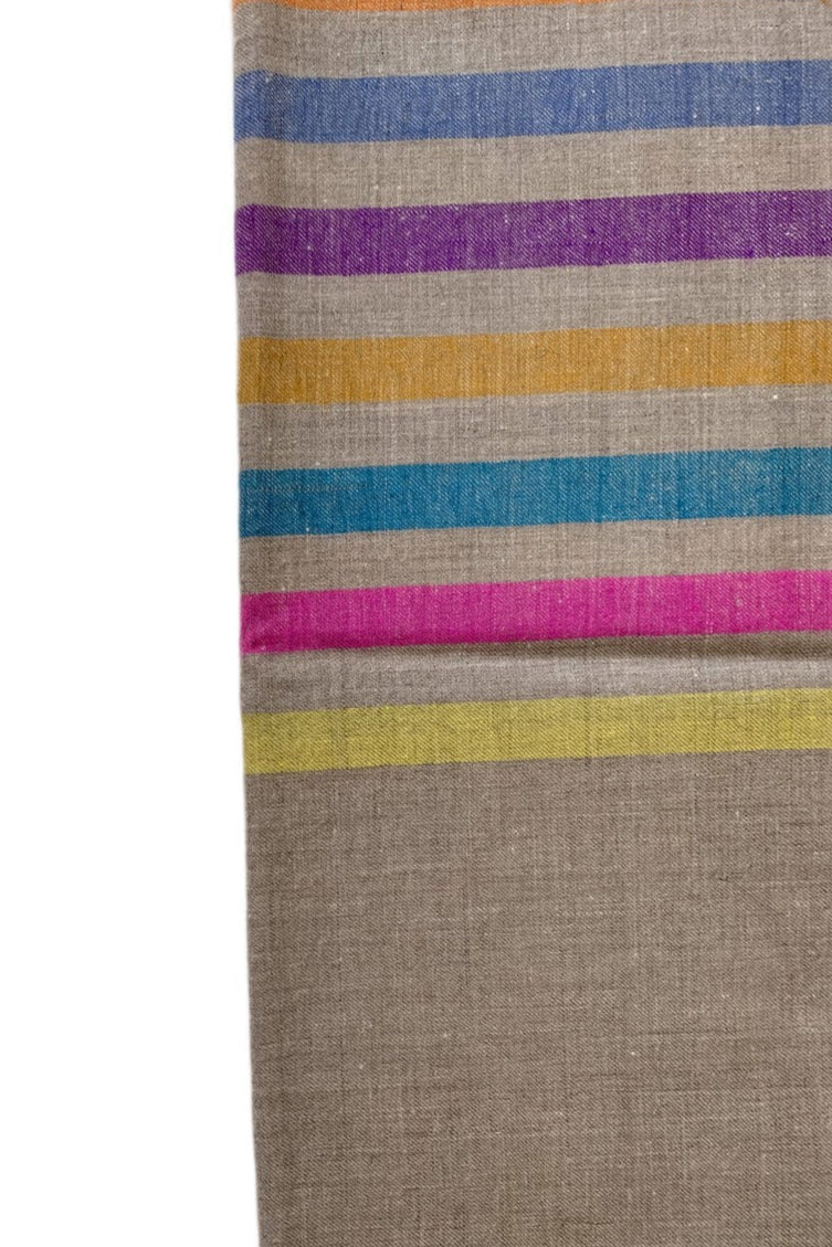 Non-Embroidered Scarf - Beige/Multi Stripe
