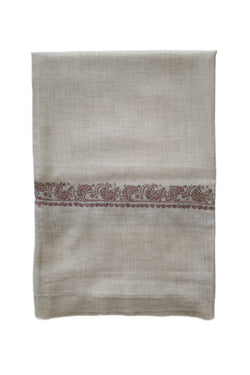 Cashmere Embroidered Shawl - Cream