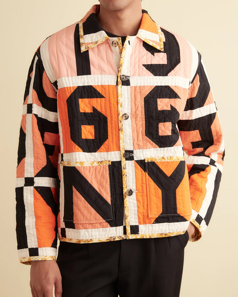Letter Block Quilt jacket - Orange