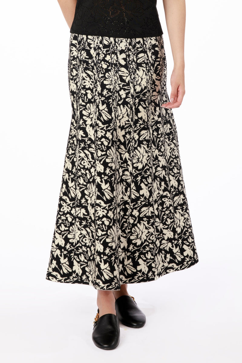 Jade Floral Skirt - Black/Vanilla