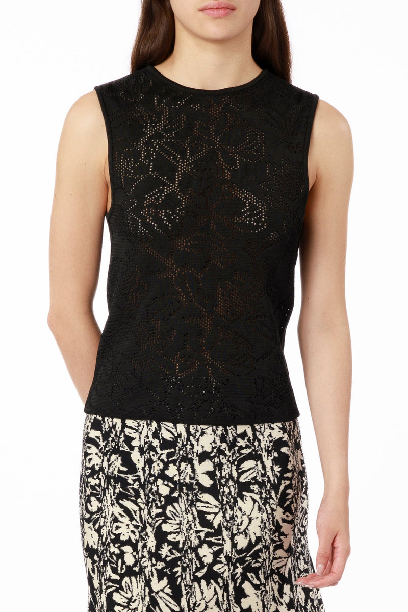 Amaranta Floral Eyelet Top - Black