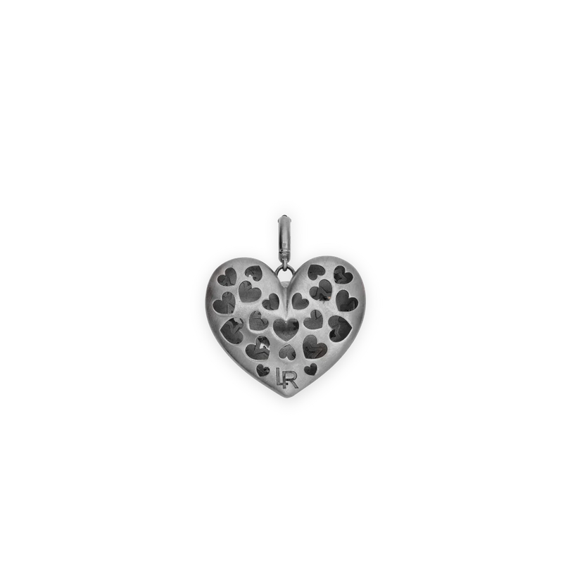 "Paulette" Baby Heart with Stars Pendant - White Gold