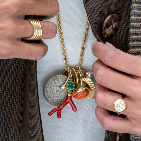 Vintage Coral and Brazilian Emerald Pendant