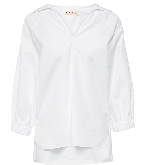 Cotton Poplin Collared Shirt - Lily White