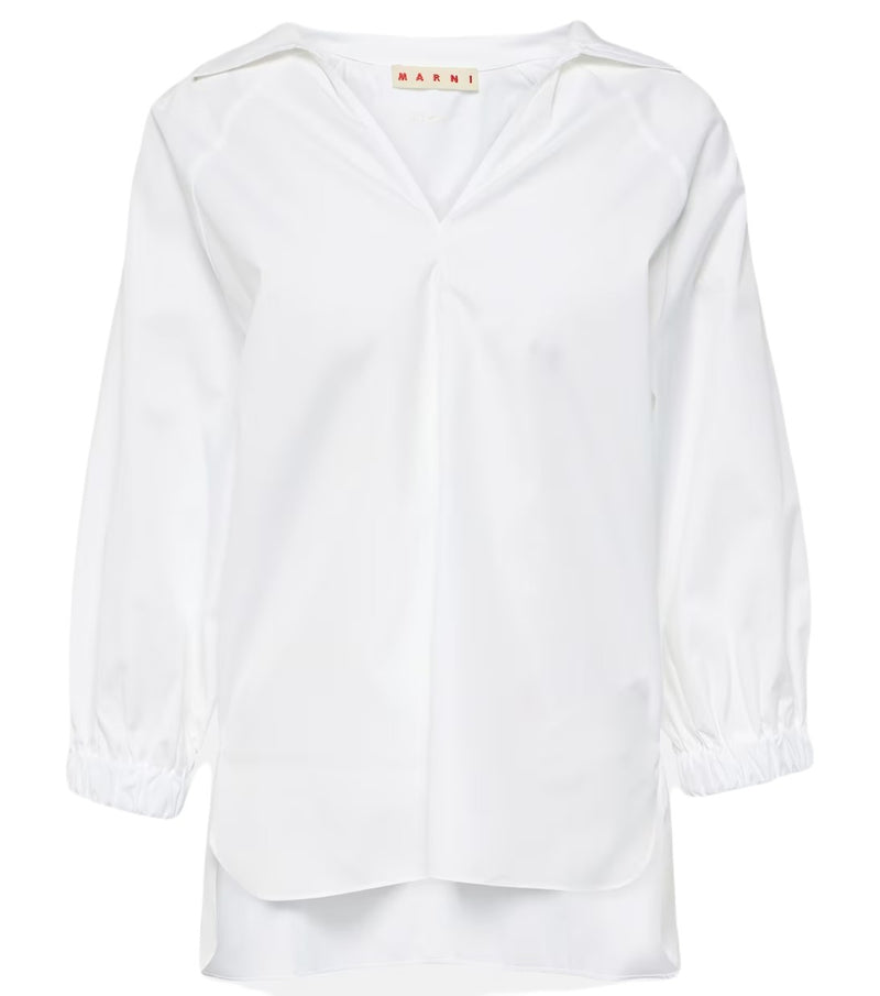 Cotton Poplin Collared Shirt - Lily White