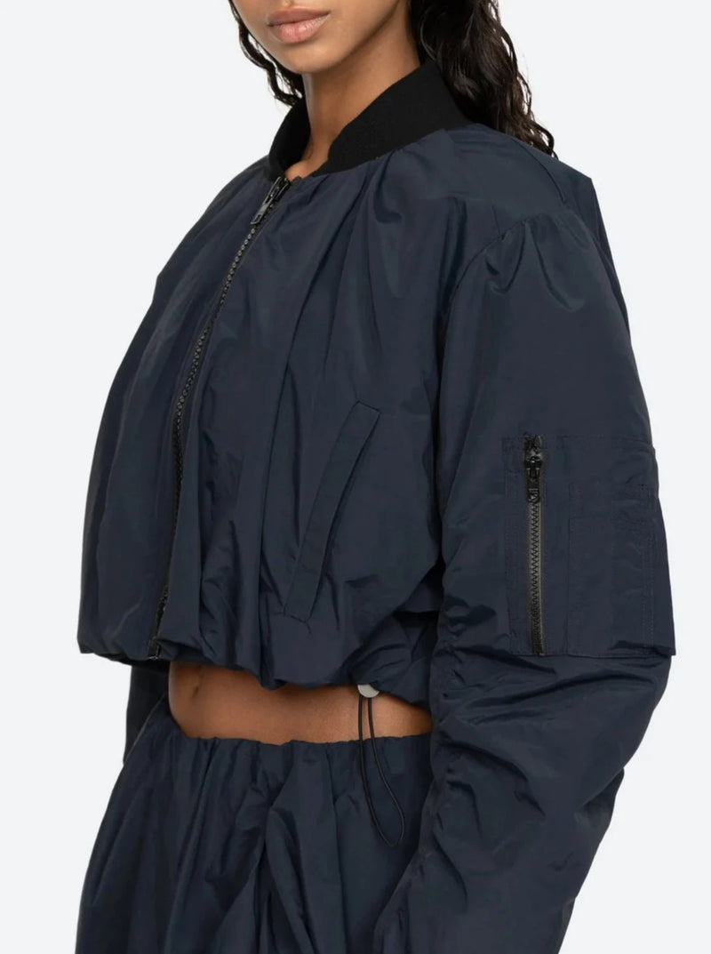 Evelyn Windbreaker Bomber Jacket - Navy