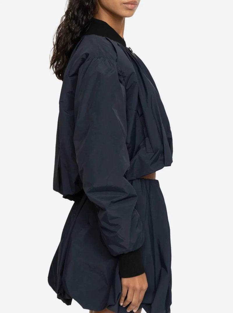 Evelyn Windbreaker Bomber Jacket - Navy