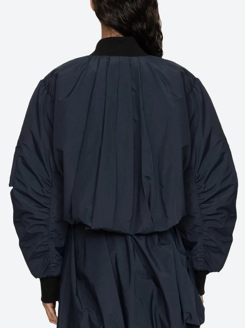 Evelyn Windbreaker Bomber Jacket - Navy