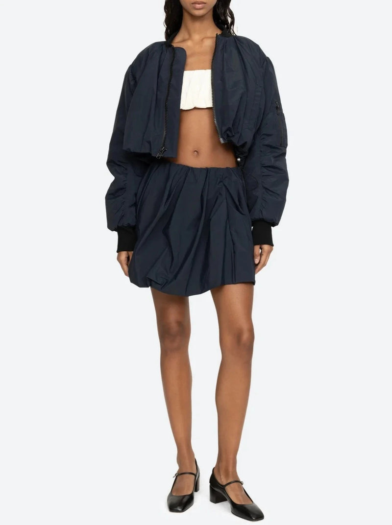 Evelyn Windbreaker Bomber Jacket - Navy