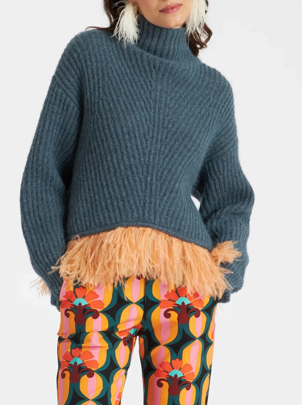 High Kick Sweater With Feathers - Ottanio