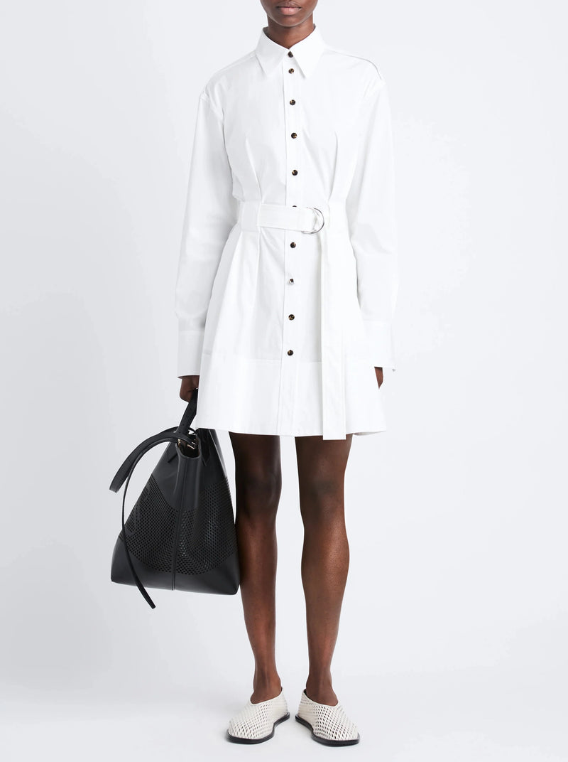 Viola Dress in Compact Poplin - White