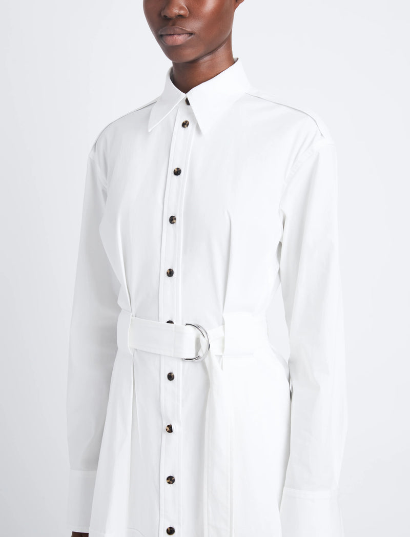 Viola Dress in Compact Poplin - White