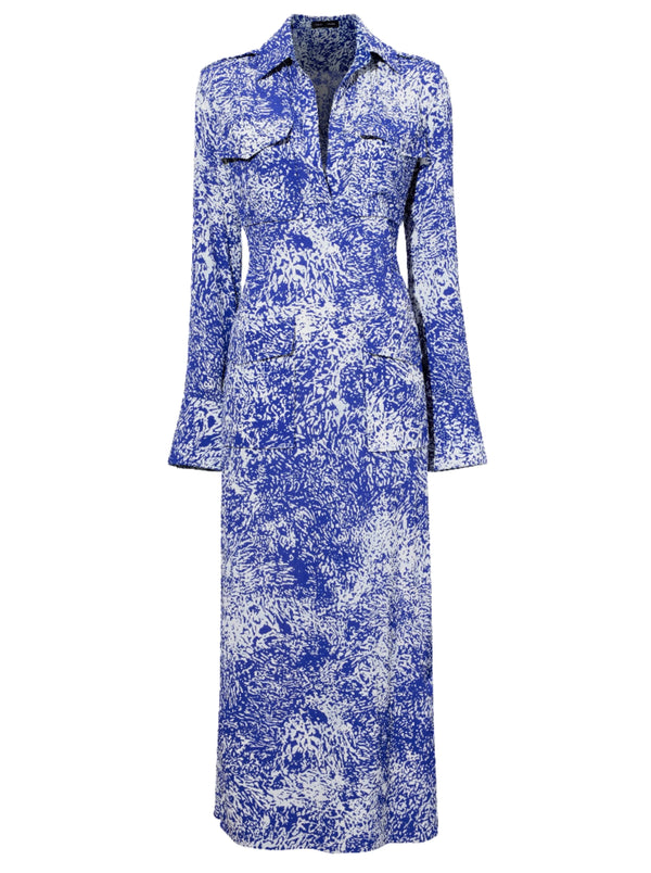 Vanessa Dress in Printed Viscose Crepe - Cobalt Multi