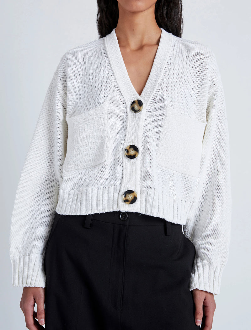 Sofia Cardigan in Cotton - Ivory