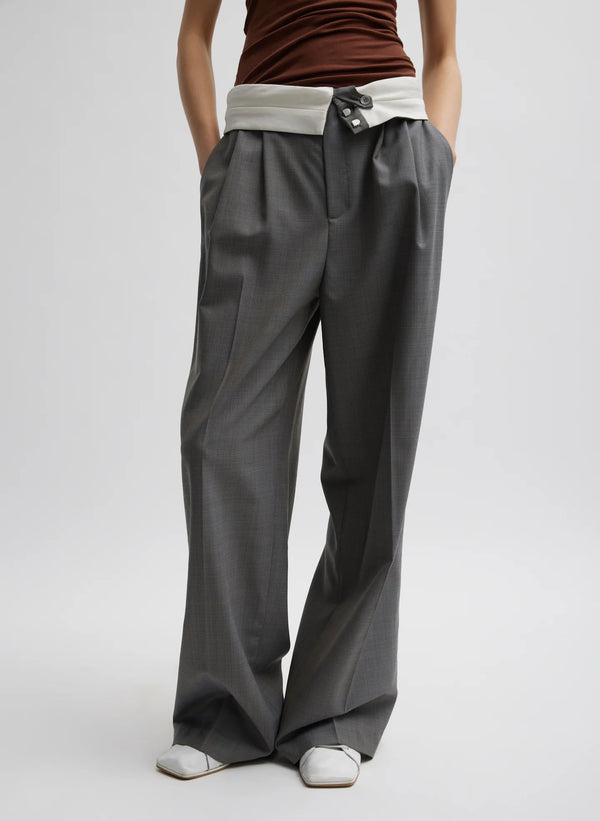 Grant Suiting Foldover Trouser - Grey Multi