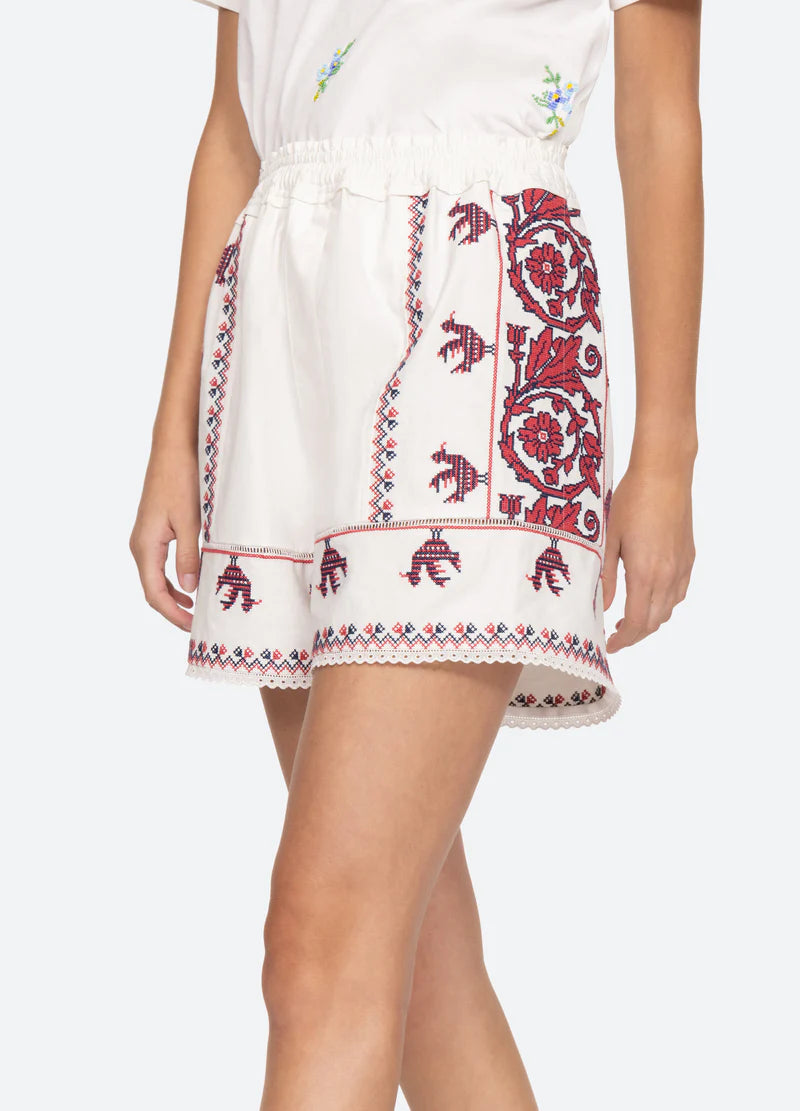 Beena Embroidered Shorts - White