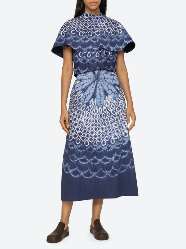 Blythe Tie Dye Print Skirt - Blue