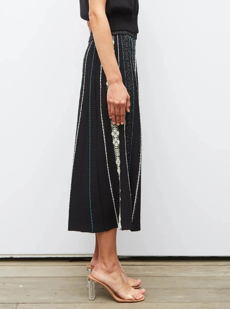 Floral Jacquard Skirt - Noir Profound