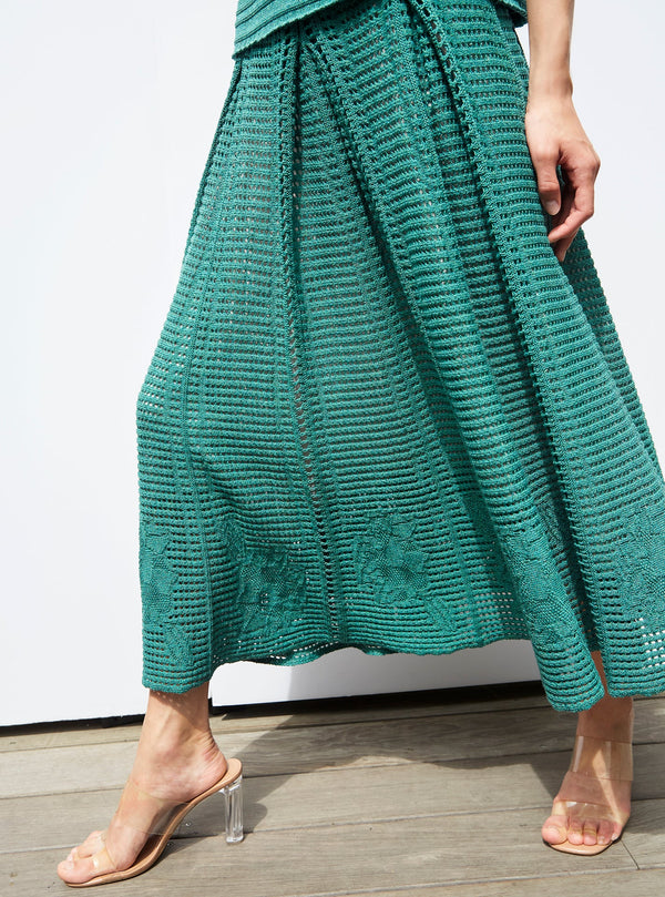 Acanthe Openworked Wicker-Knit Skirt - Kiwi
