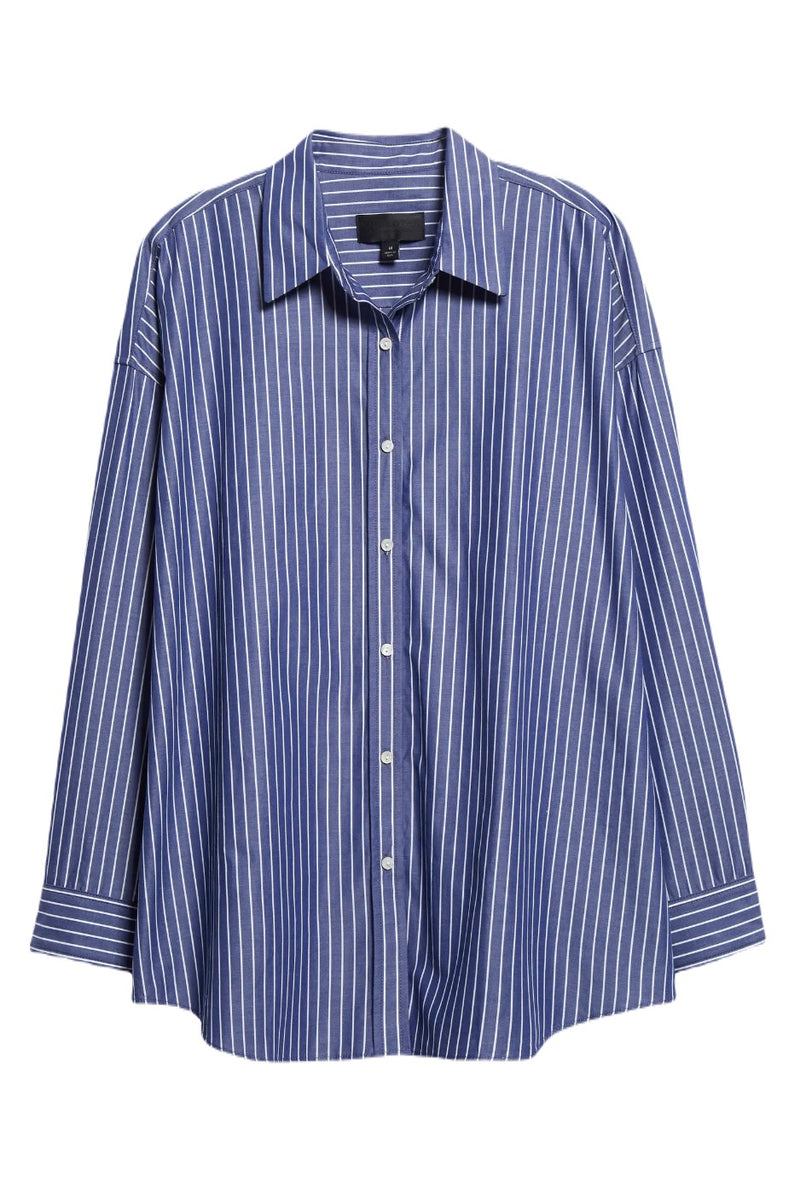 Mael Oversized Shirt - Navy Stripe