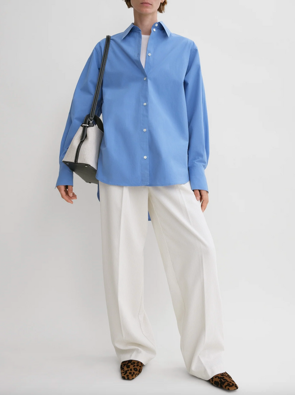 Kimono Sleeve Poplin Shirt - Cornflower