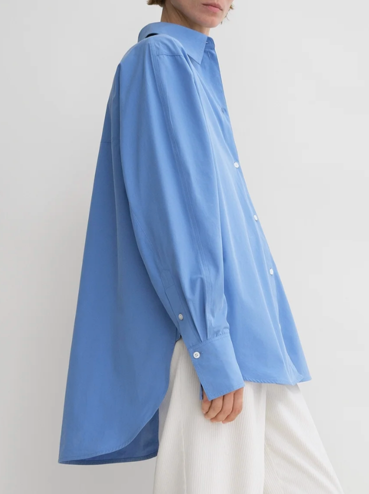 Kimono Sleeve Poplin Shirt - Cornflower