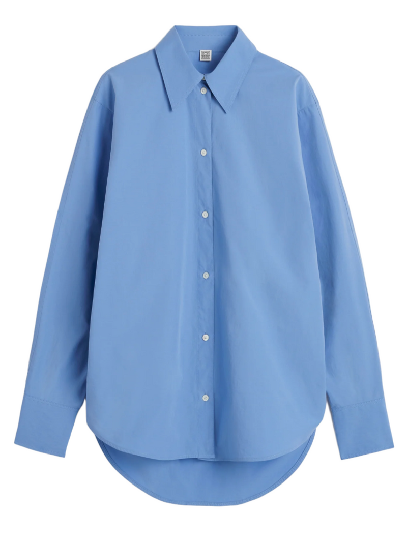 Kimono Sleeve Poplin Shirt - Cornflower