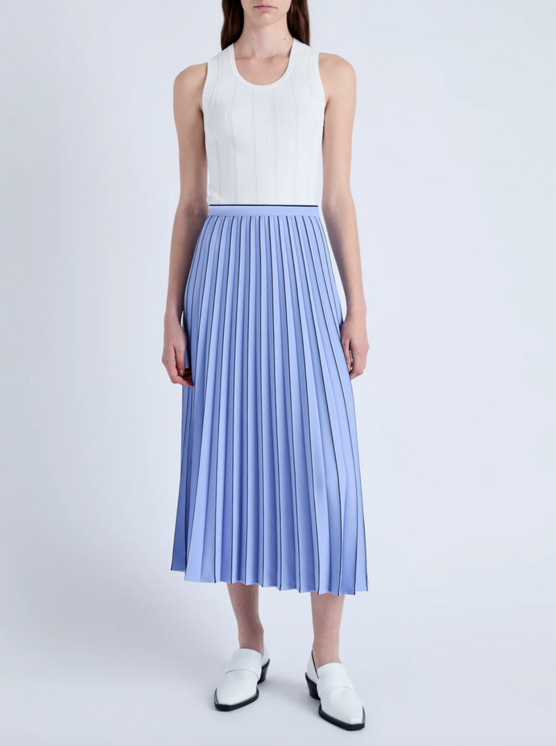 Pleated Miles Skirt in Crepe - Pale Iris/Black