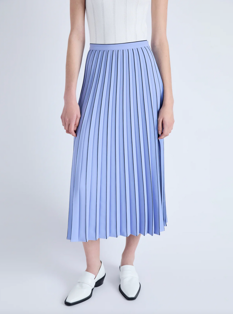 Pleated Miles Skirt in Crepe - Pale Iris/Black