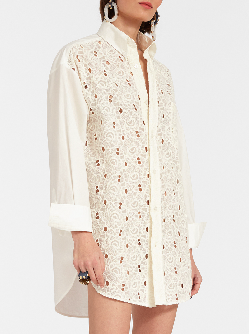 Lacey Better Than Your Boyfriend Shirt - Solid Ivory in Sangallo