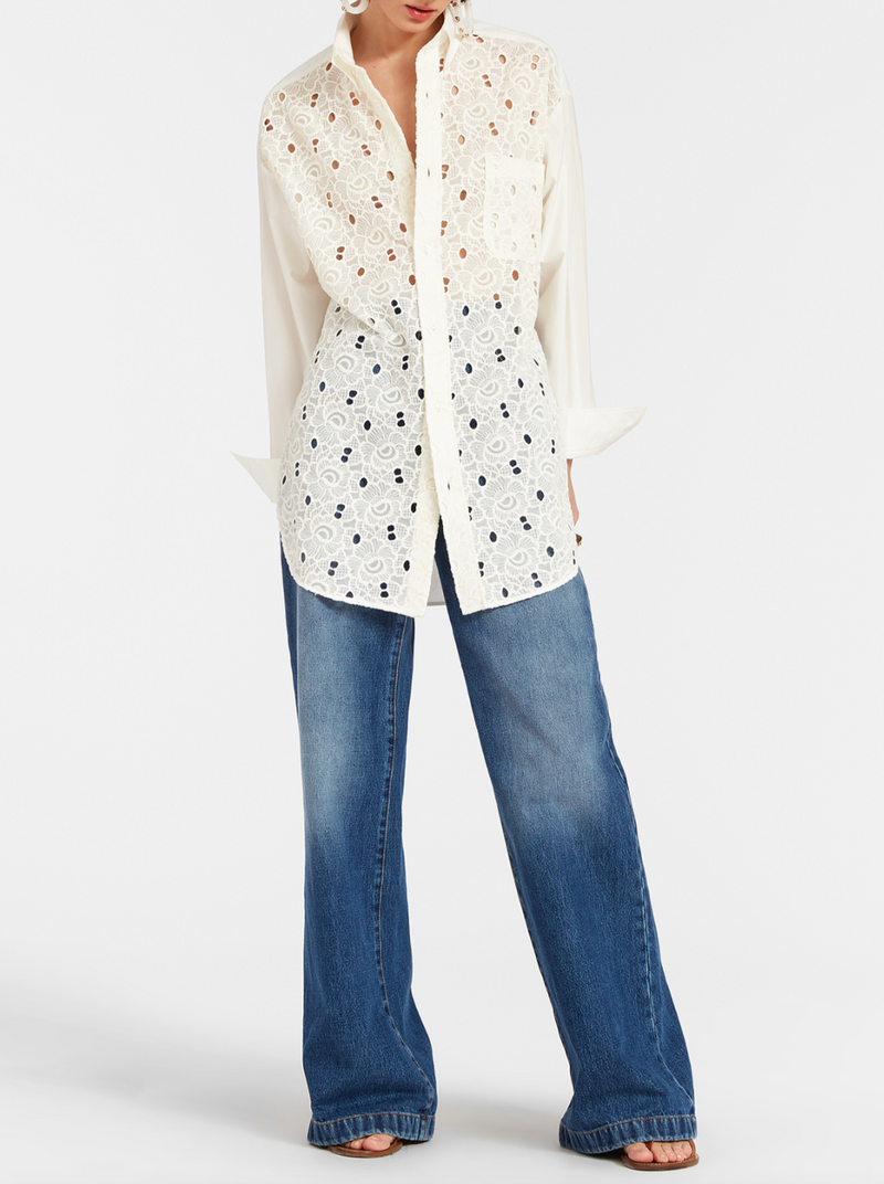 Lacey Better Than Your Boyfriend Shirt - Solid Ivory in Sangallo