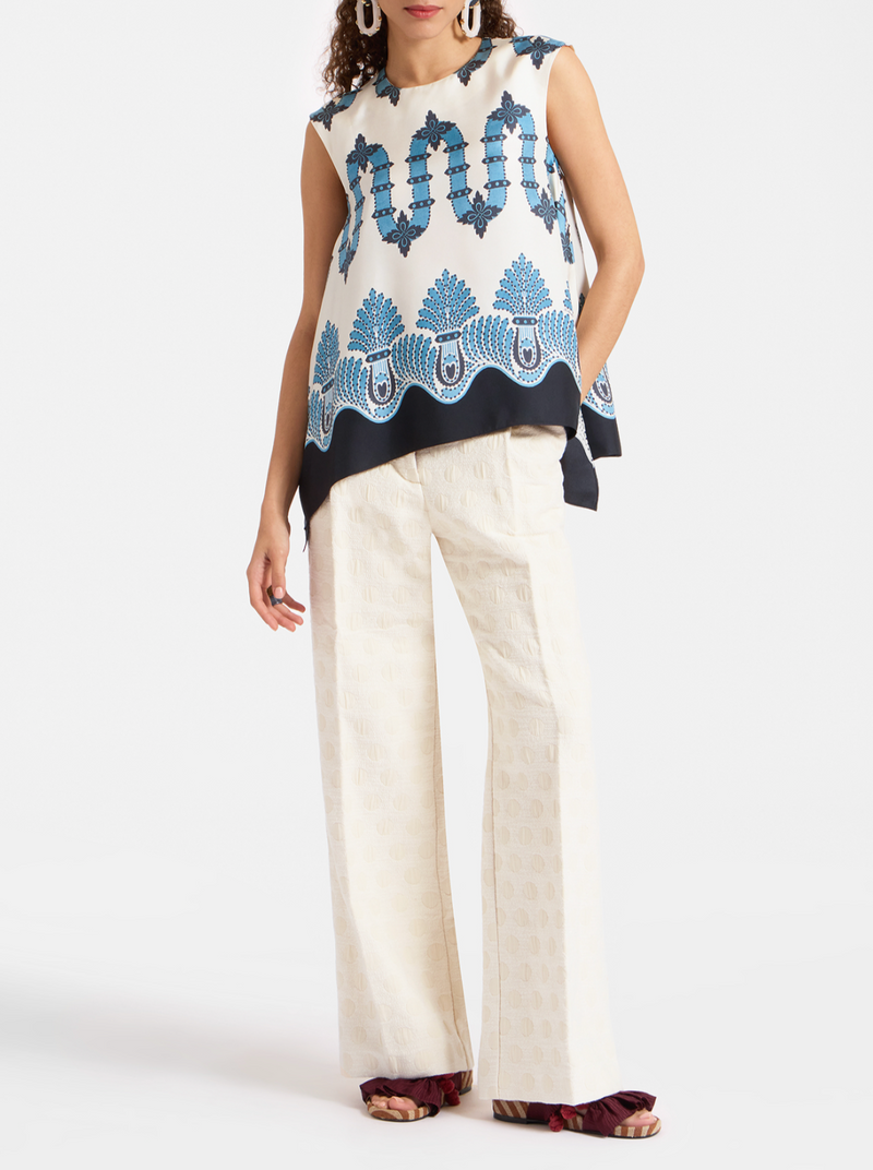 San Carlo Top - Scirocco Placée Ivory in Silk Twill