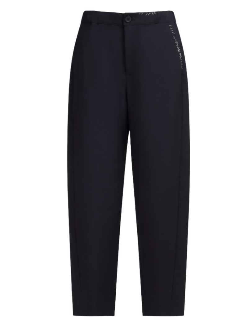 Hand-Stitched Wool Tropical Pants - Blublack