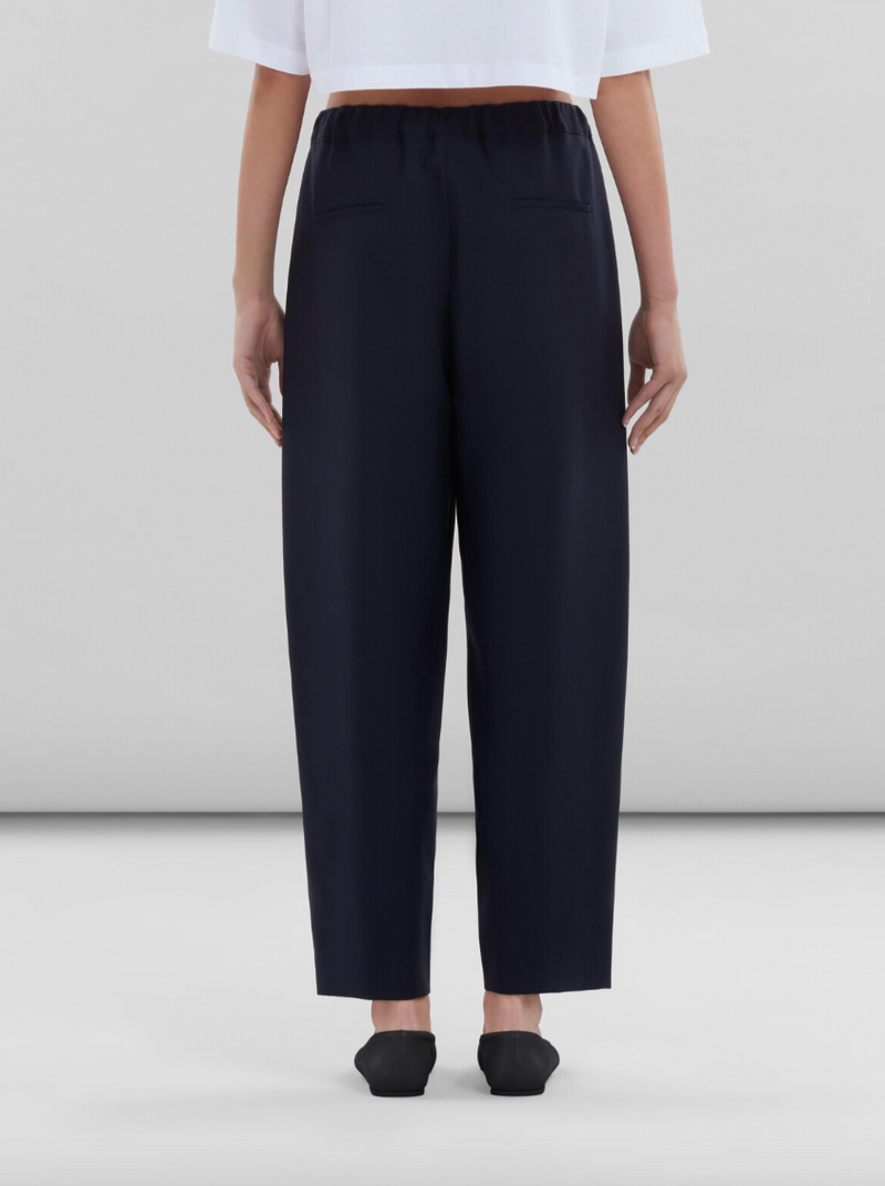 Hand-Stitched Wool Tropical Pants - Blublack