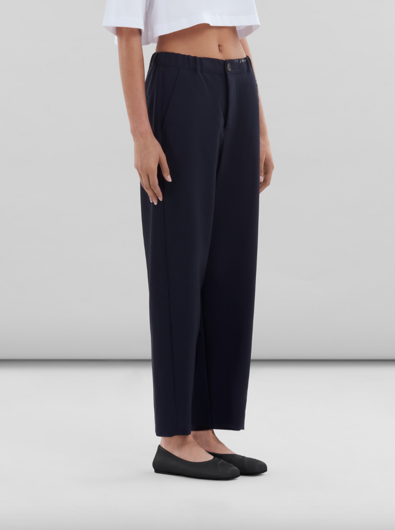 Hand-Stitched Wool Tropical Pants - Blublack