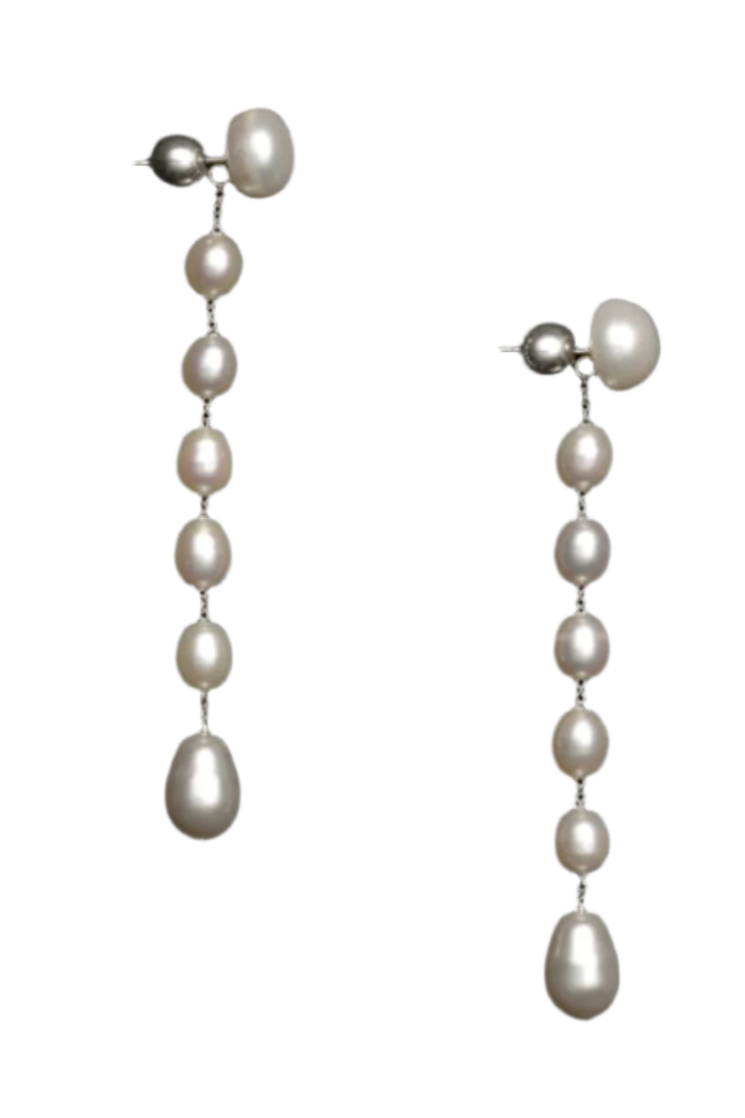 Medium Passante Earrings - White Pearl