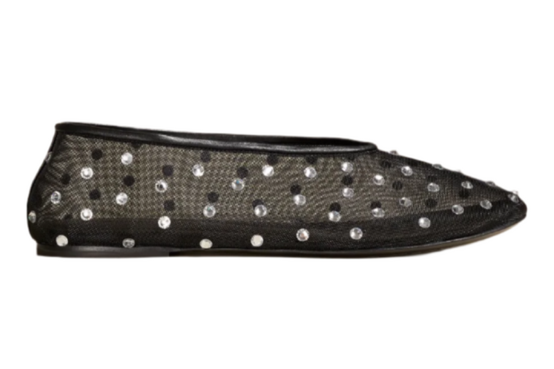 Marcy Flat - Black Mesh With Crystals