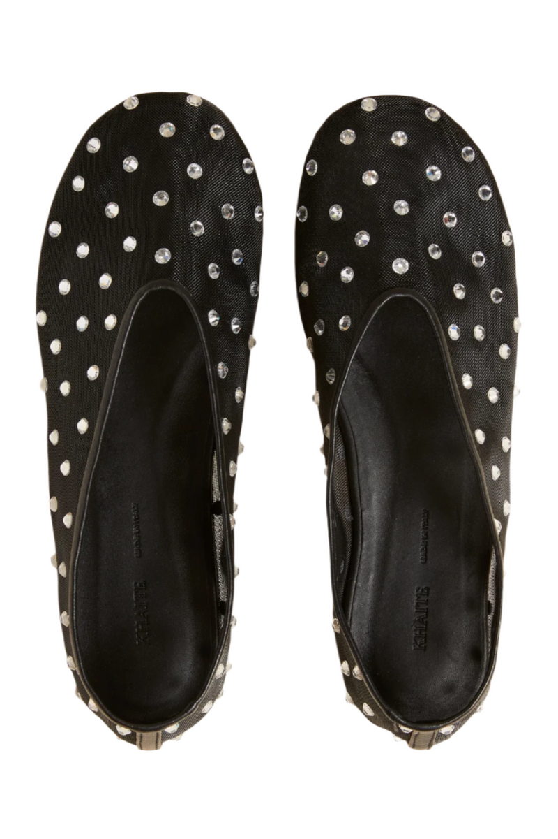 Marcy Flat - Black Mesh With Crystals