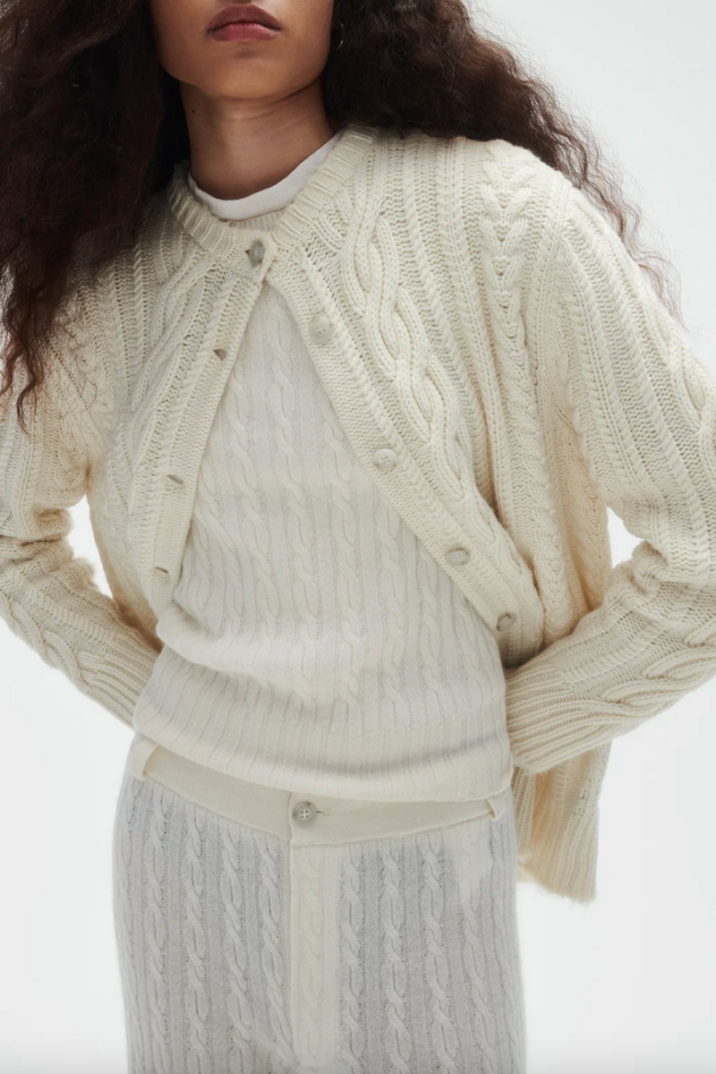 Rossella Cable Cardigan - Cream