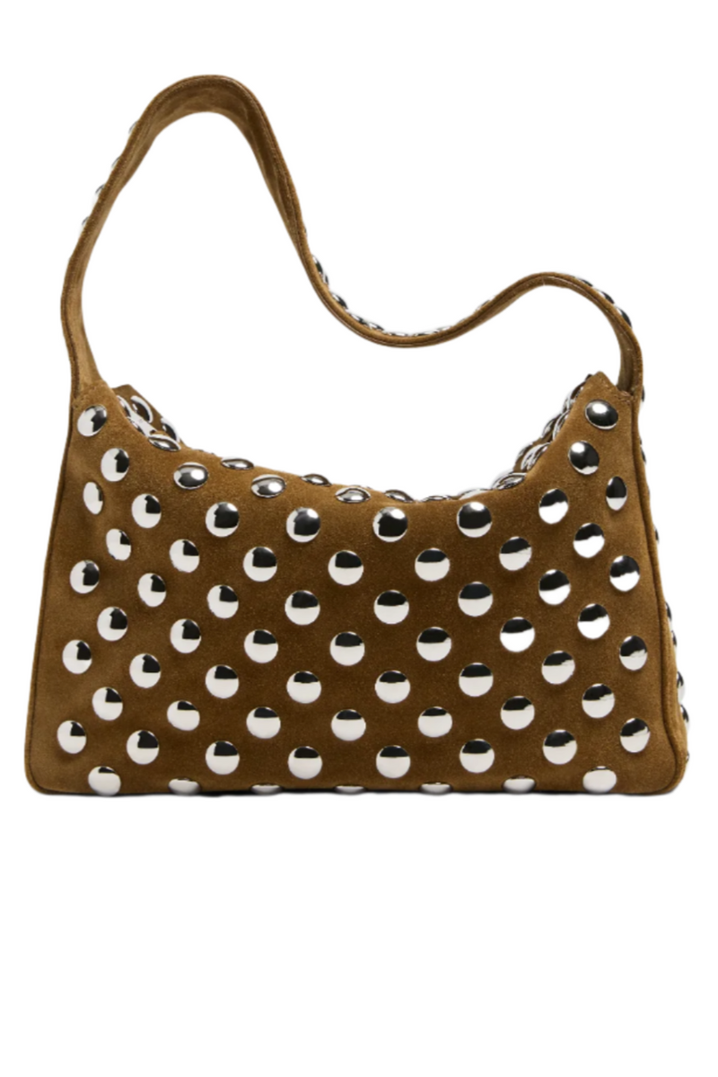 Elena Shoulder Bag w Silver Studs - Mud