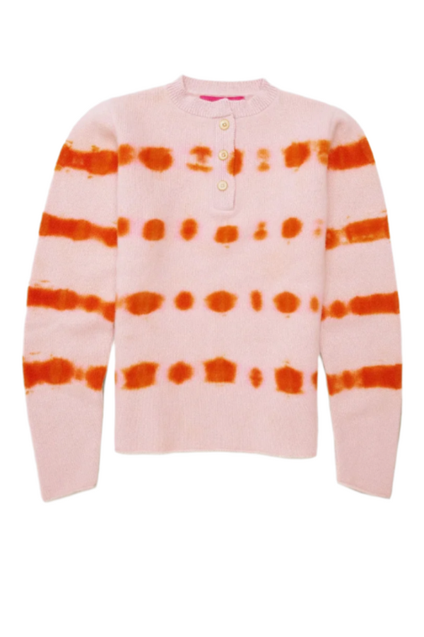 Rave Dye Womens Henley - Baby Pink/Filthy Orange