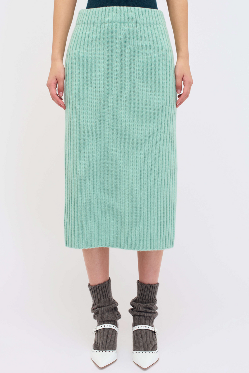 Ribbed Pencil Skirt - Mint