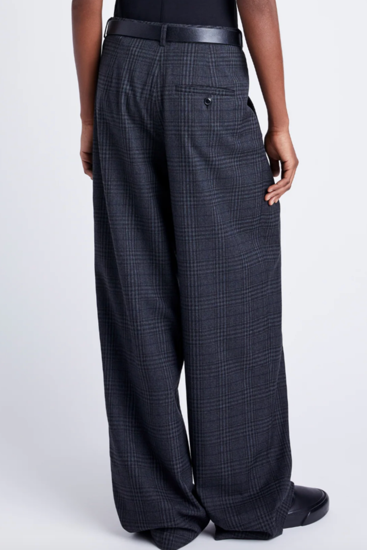 Eleanor Pant in Grid Flannel - Carbon Melange