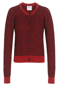 Crewneck Cardigan - Cardinal/Black