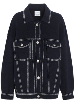 Cashmere Oversized "Denim" Jacket - Navy Whipstitch